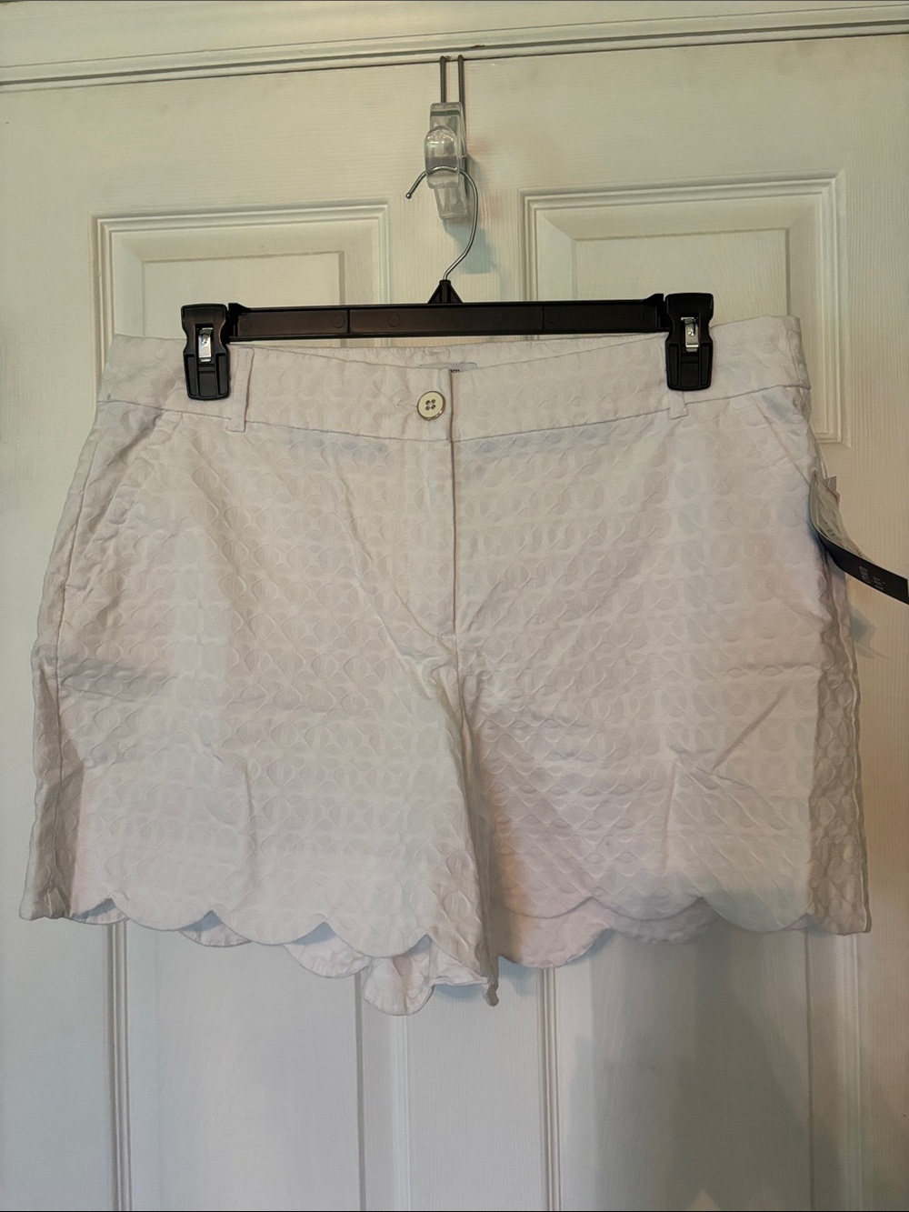 crown & ivy White Scalloped Eyelet Bermuda Shorts